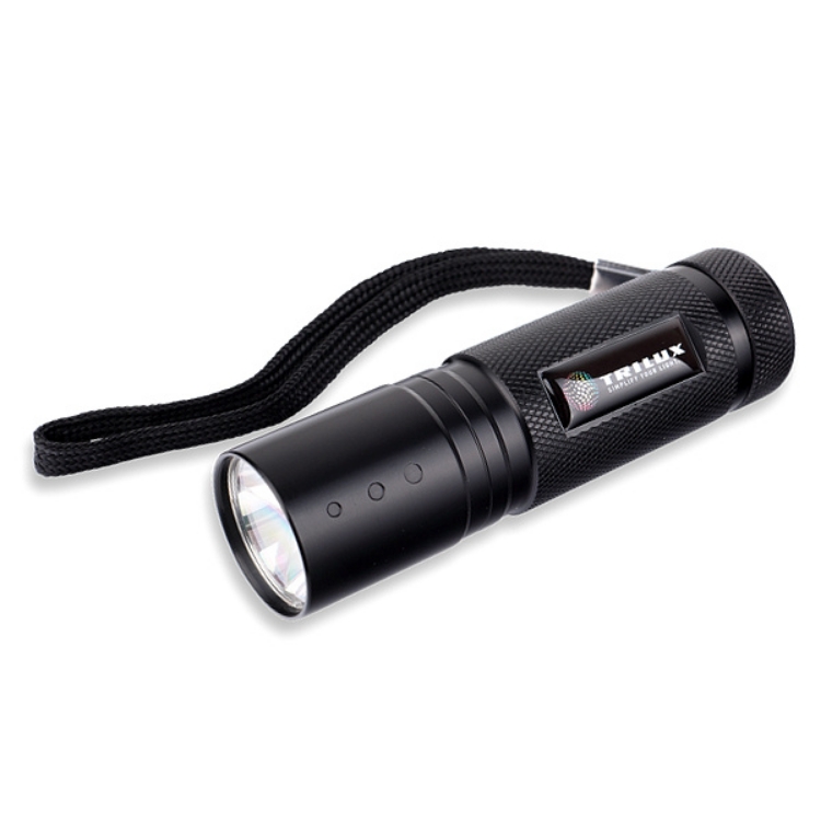 Taschenlampe mit Schlaufe, schwarz, TRILUX Logo als Doming,