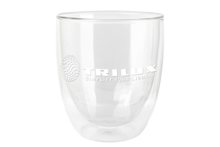 Kaffeeglas, doppelwandig, transparent, weißes TRILUX Logo mittig