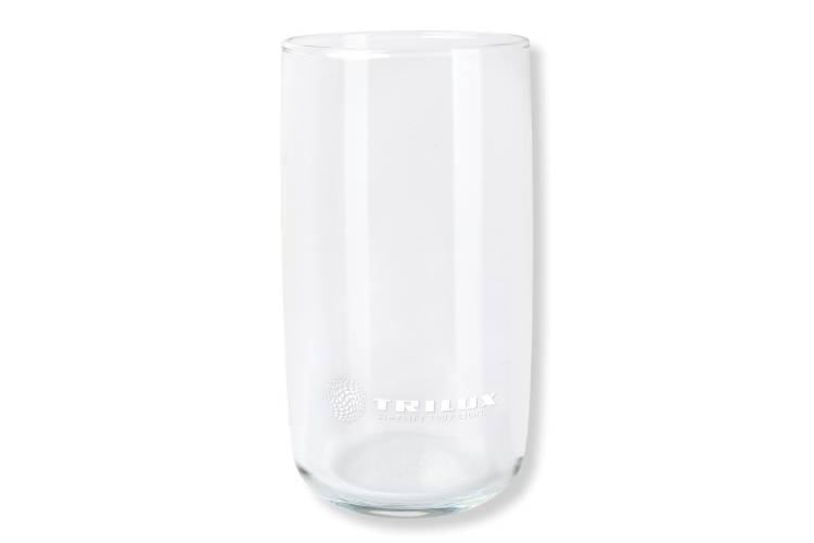 Transparentes Glas mit weißem TRILUX Logo unten